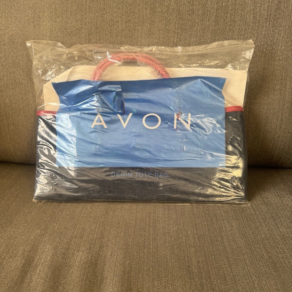 Avon Blue and Red Denim Tote Bagβ New In Package